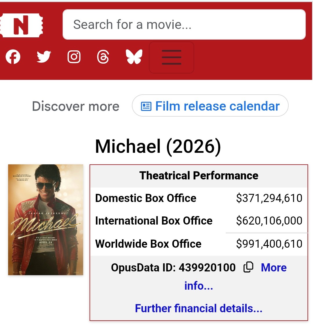 Art2KnockOut's tweet photo. @GraceRandolph What were you saying about @michaelmovie not getting to the billion mark? https://t.co/KU8j2nCxs1