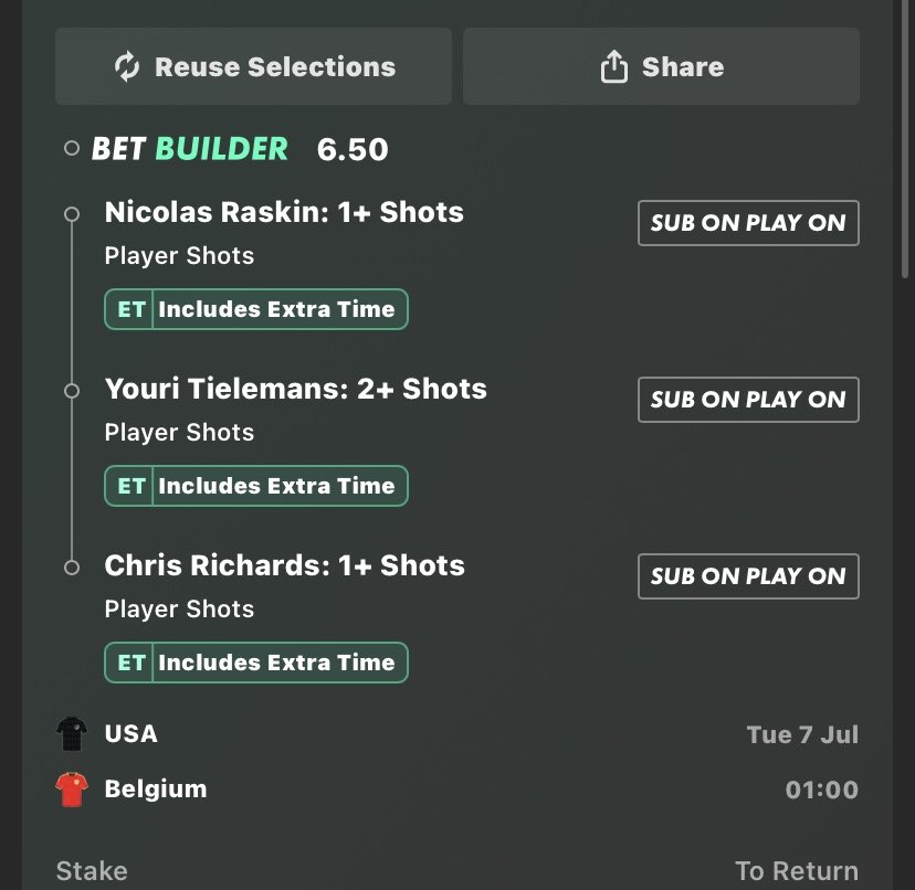 StatsDrivenEdge's tweet photo. 🇺🇸 USA vs Belgium 🇧🇪

🗓️ Tuesday 8 July
🕐 Kick-Off: 01:00

⸻

✅ Main Line (1U)

🔥 Bet Builder @ 5.00

• Brandon Mechele – 1+ Shot
• Timothy Castagne – 1+ Foul Committed
• Youri Tielemans – 1+ Foul Committed
• Antonee Robinson – 1+ Foul Committed

💭 Reasoning:

I like the balance of this builder.

🇧🇪 Brandon Mechele is a genuine threat from attacking set pieces and should have opportunities if Belgium earn corners or dangerous free-kicks.

🇧🇪 Timothy Castagne will have plenty to deal with defensively against the USA’s pace and direct running. He isn’t afraid to make tactical fouls when isolated.

🇧🇪 Youri Tielemans will be at the heart of the midfield battle, breaking up play and stopping transitions, making one foul look very achievable.

🇺🇸 Antonee Robinson is likely to spend the evening dealing with Belgium’s wide threats. His aggressive style and willingness to engage in duels makes 1+ foul appealing.

✅ Extra time is included, adding another potential 30 minutes for every leg.

💰 At 5.00, I think this is a solid value builder.

📊 Odds: 5.00 | Stake: 1U