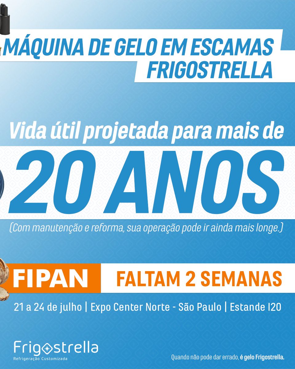 Frigostrella's tweet photo. A Máquina de Gelo em Escamas Frigostrella é feita para quem pensa no longo prazo.

Com peças originais, manutenção preventiva e possibilidade de reforma, pode operar por décadas.

📅 FIPAN 2026 • 21 a 24 de julho
📍 Expo Center Norte • Estande I20

https://t.co/8P7nSaDP8R https://t.co/tJfCJq1NDi