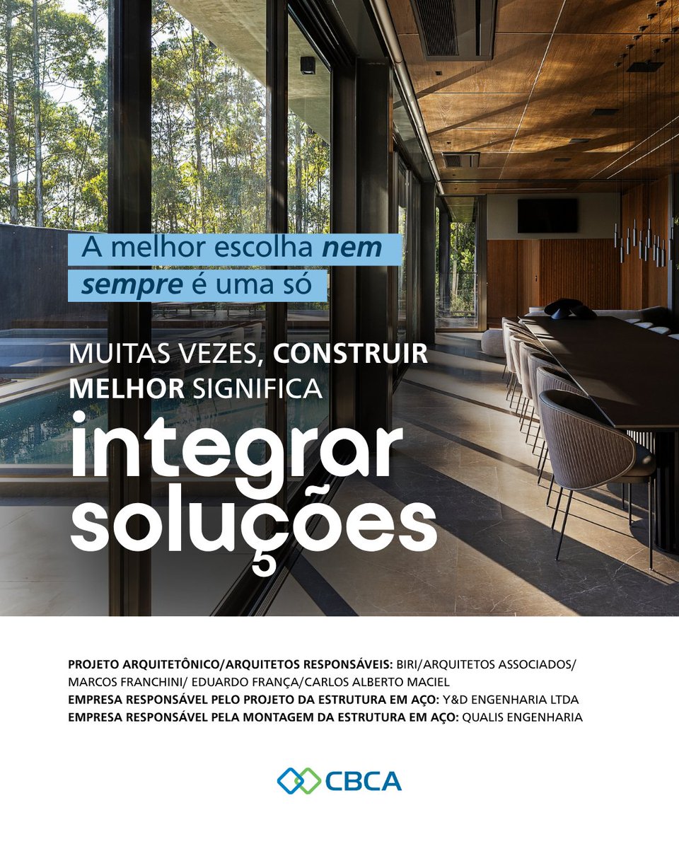 cbca_acobrasil's tweet photo. Aço não precisa competir com outros sistemas.

Ele pode trabalhar junto com concreto, vidro, alvenaria e outras soluções em estruturas mistas ou híbridas.

Construir melhor também pode significar integrar sistemas.

#CBCA #ConstruçãoEmAço https://t.co/SmbvYzW1jI