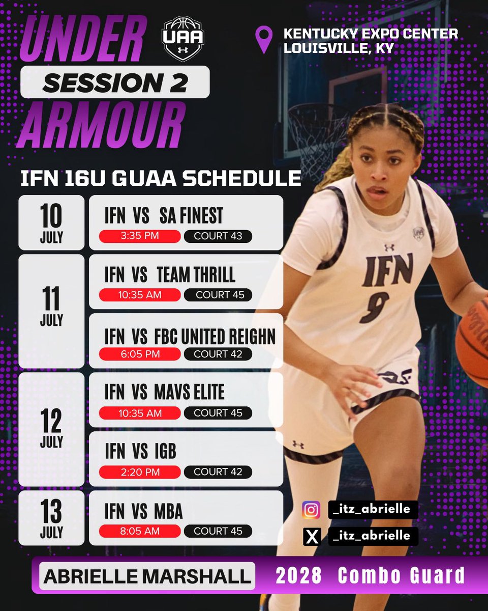 _itz_abrielle's tweet photo. Faith first. ✝️ Buckets second! I’m ready to compete this weekend.😤 #underarmor #session2 #basketball
@MarshallTime
@UNProspects
@LeftyyMike
@IMCOMING_INC
@IFNGUAA https://t.co/JCjMszfZqI