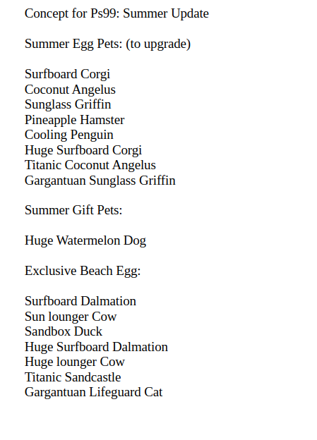 itsshazimroblox's tweet photo. My ps99 summer update pet concept maybe i will try to model some of the pets! https://t.co/tKmbEf7xbo