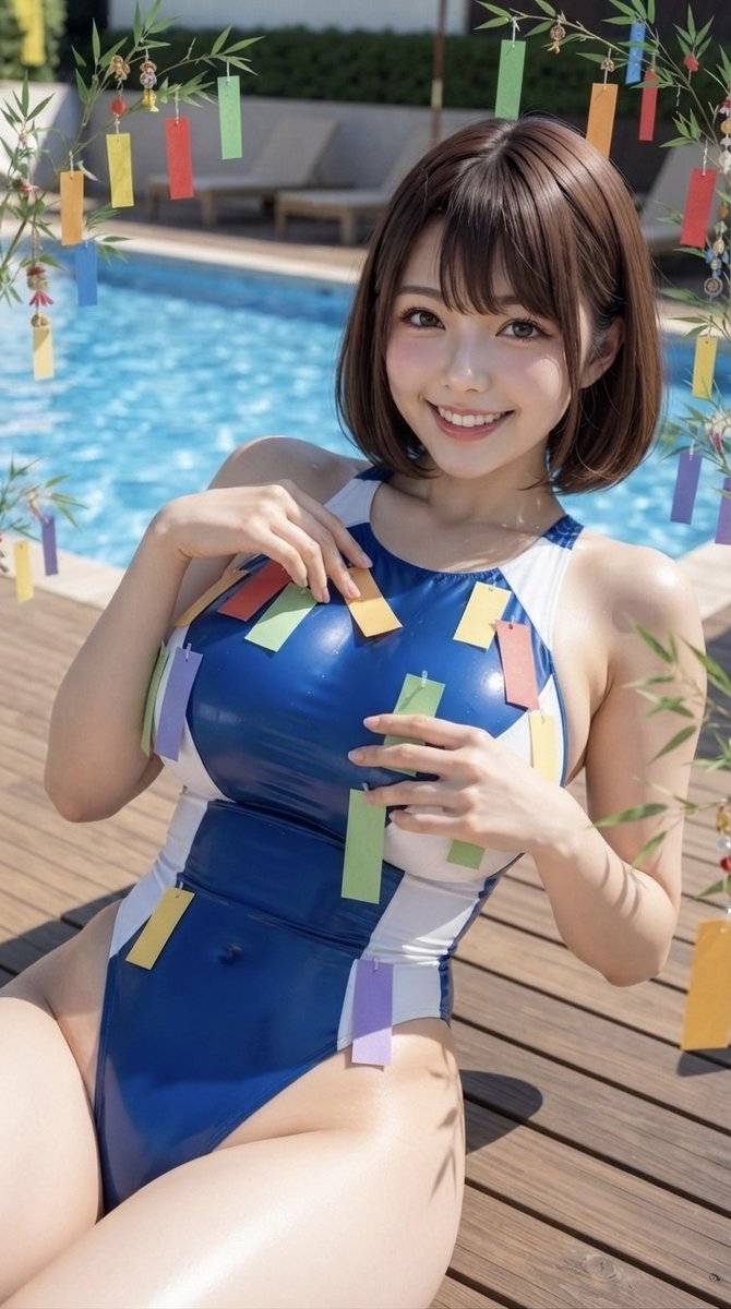 Kiara_s_s's tweet photo. おはようございます☀️
今日は七夕と言うことで
私も競泳水着に短冊付けました🎋✨
どんな願いがお望みでしょうか？
さぁ書いて書いて〜💙
そんなこんなで
今日も楽しくいきましょう😆🌸

SFW Fictional digitalart https://t.co/Ct6SZWbQAf