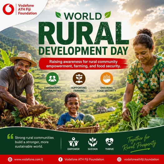 Fiji_ATH's tweet photo. 🌾 World Rural Development Day — 15 July 2026

Fiji's farmers, fishers &amp; rural communities are the backbone of our nation. When they thrive, we all thrive. 🌊

Empower. Sustain. Thrive. 💙

#WorldRuralDevelopmentDay #SupportFarmers #BluePacific #Fiji https://t.co/giW6vfOTiu