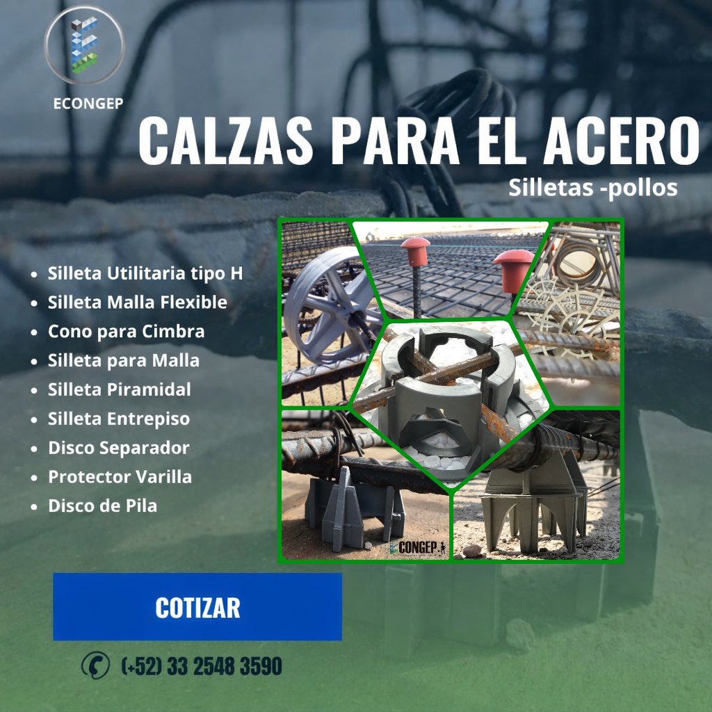 Econgep's tweet photo. 🟢 SILLETAS, DISCOS SEPARADORES, PROTECTOR VARILLAS, Canastillas pasajuntas y mas productos para losas de alto trafico en Econgep !
Si estás interesado en productos para tu construcción, con nosotros puedes encontrar este y muchos productos más.

#silletasparamallas https://t.co/svQmZDRKez