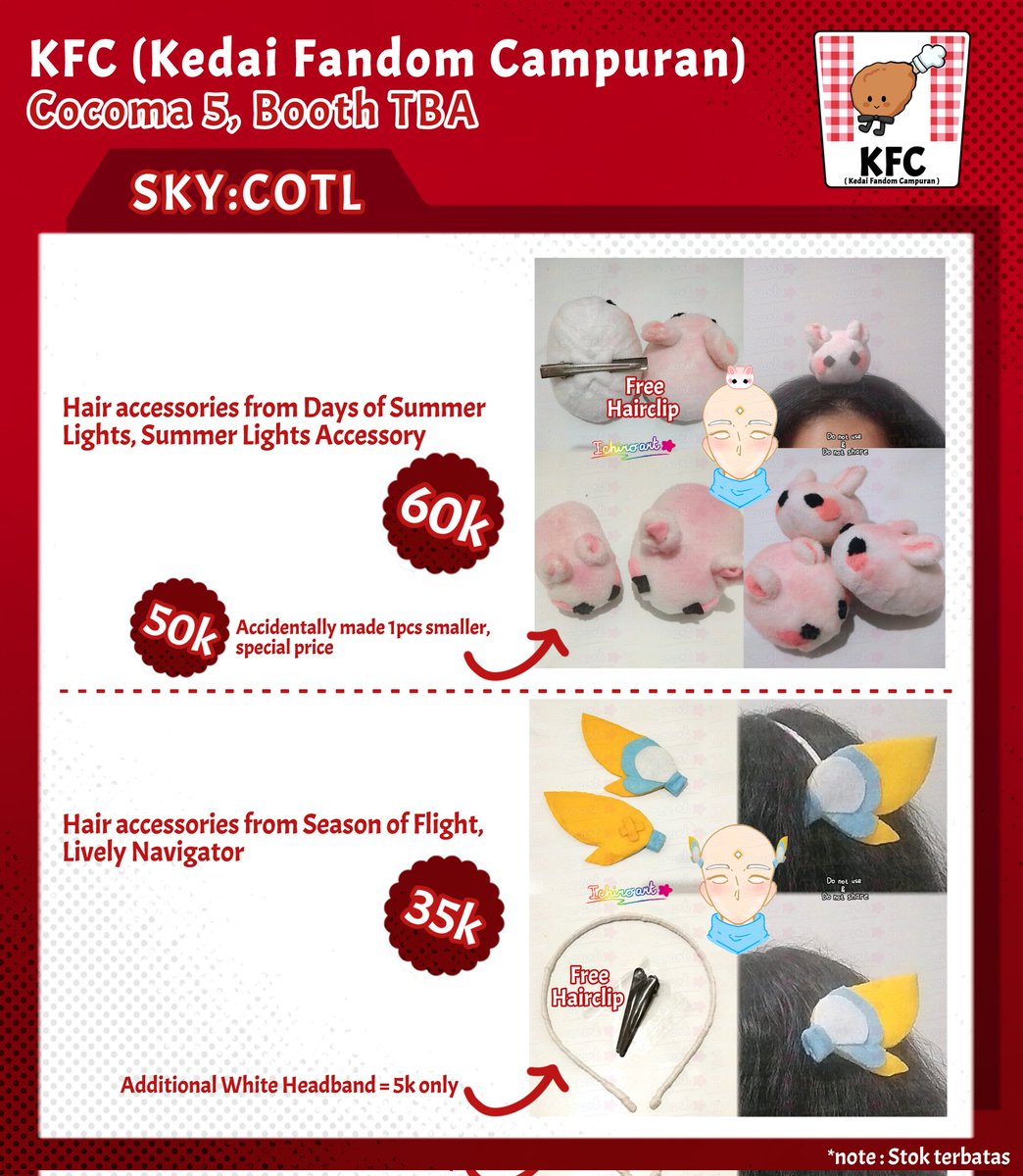 Ichiro_art's tweet photo. Merchandise Catalogue pt.1
for #cocoma5

Fandom: Sky:Cotl, Original
Updated soon: Identity V, Undertale

Bagi yang berminat, bisa chat Ichi langsung (⁠人⁠ ⁠•͈⁠ᴗ⁠•͈⁠)

Booth: KFC (Kedai Fandom Campuran), no : TBA 

Thank you for ❤️&amp;🔃
#cocoma #cocoma5catalogue #ichiroart https://t.co/Jo2aP3DkO2