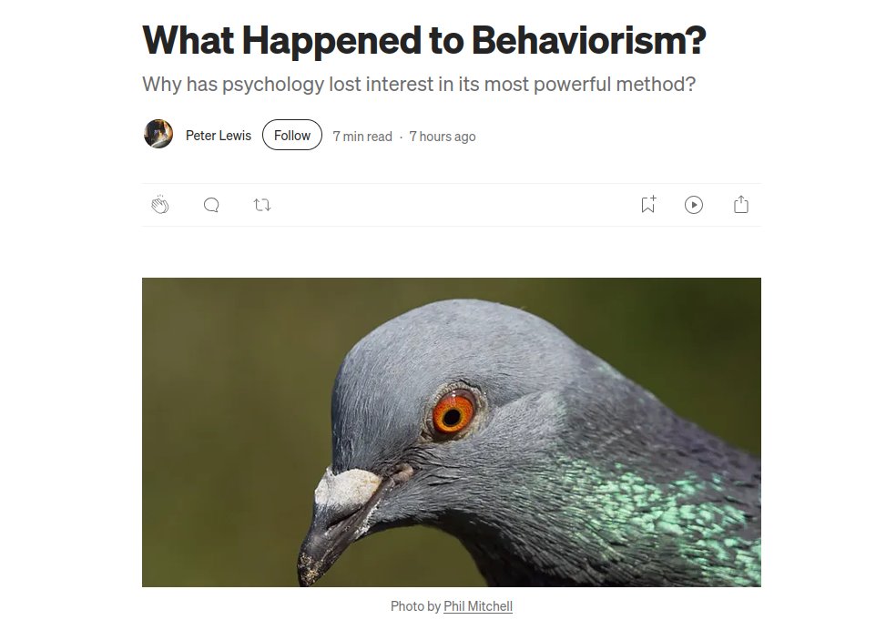 zetalyrae's tweet photo. Interesting post with some tentative answers: how come behaviorism is a footnote in the textbooks while every app has turned into a Skinner box? https://t.co/2PlhvMJ2IB