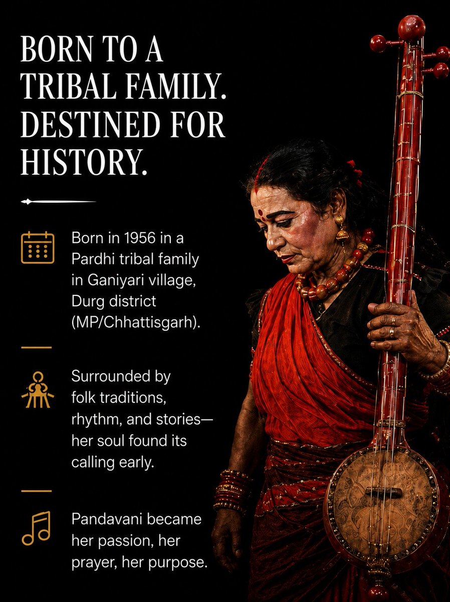 theindntribal's tweet photo. With a strumming tambura & a roaring voice, #TeejanBai brought the epic tales of Mahabharata to life.
#tribute
#triballegend #indialegend #pandavani #padmavibhushan https://t.co/i4F0oZs9mm