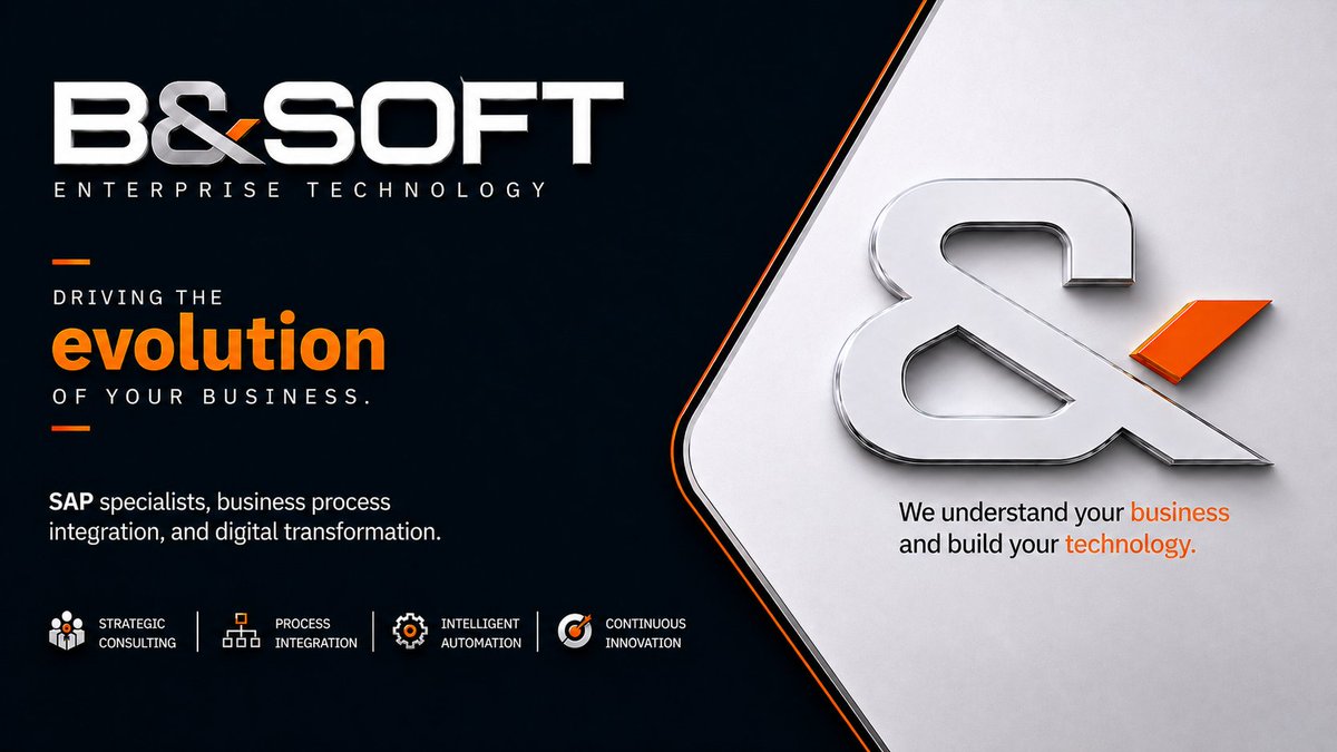 bandsoftco's tweet photo. Introducing B&amp;Soft's new brand identity and Business Profile.

At B&amp;Soft, we understand your business and build technology.

🏆 10 years helping organizations drive their technology evolution.

#Bandsoftco #SAP #SAPConsulting #EnterpriseTechnology #BusinessTechnology #SAPS4HANA https://t.co/Fr0lf0sdp0