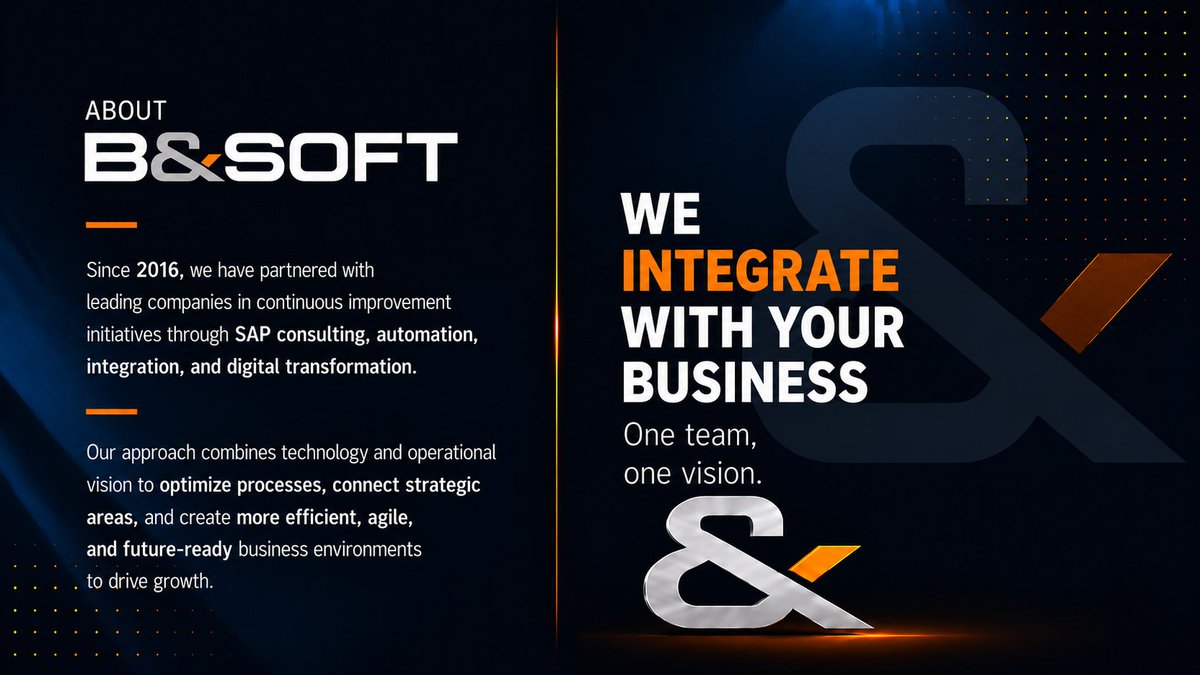 bandsoftco's tweet photo. Introducing B&amp;Soft's new brand identity and Business Profile.

At B&amp;Soft, we understand your business and build technology.

🏆 10 years helping organizations drive their technology evolution.

#Bandsoftco #SAP #SAPConsulting #EnterpriseTechnology #BusinessTechnology #SAPS4HANA https://t.co/Fr0lf0sdp0