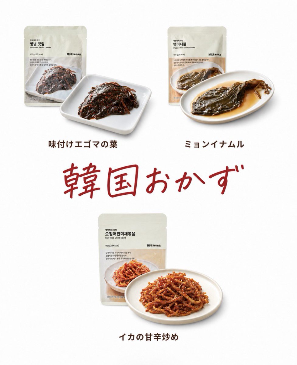 Eveniffen's tweet photo. 韓国MUJI、ここを見ないで帰るのはちょっともったいないです‼️‼️‼️‼️‼️‼️‼️‼️

日本にも無印はあるけど、韓国のMUJIに来ると「韓国っぽい味」の食品がけっこうあります。ロッテマートやオリヤンでお土産を探す人は多いけど、実はMUJIの食品コーナーもかなり使いやすいです。

特に買いやすいのはこのあたり。

伝統おやつ
薬菓、インジョルミ、ヌルンジ、とうもろこし菓子系。軽いし、ばらまき土産にしやすい。

韓国おかず
味付けエゴマの葉、ミョンイナムル、イカの甘辛炒め。白ごはんにそのまま合わせる系で、韓国の食堂っぽさがあります。

韓国式麺類
えごま油マッククス、メセンイカルグクス、黒豚ビビン麺。日本の無印ではあまり見ない韓国ローカル感が強め。

インスタントスープ
サゴルコムタン、キムチグク、チョングクチャン。軽いし、ホテルで食べるより日本に帰ってから韓国ロス用に良さそう。

韓国旅行のお土産って、ついスーパーだけ見がちだけど、韓国MUJIはパッケージも落ち着いてるし、日本人へのお土産にかなり渡しやすい気がします。

韓国MUJIで食品買ったことある日本の方いますか？
逆に「これ日本にも欲しい」と思ったものありますか？