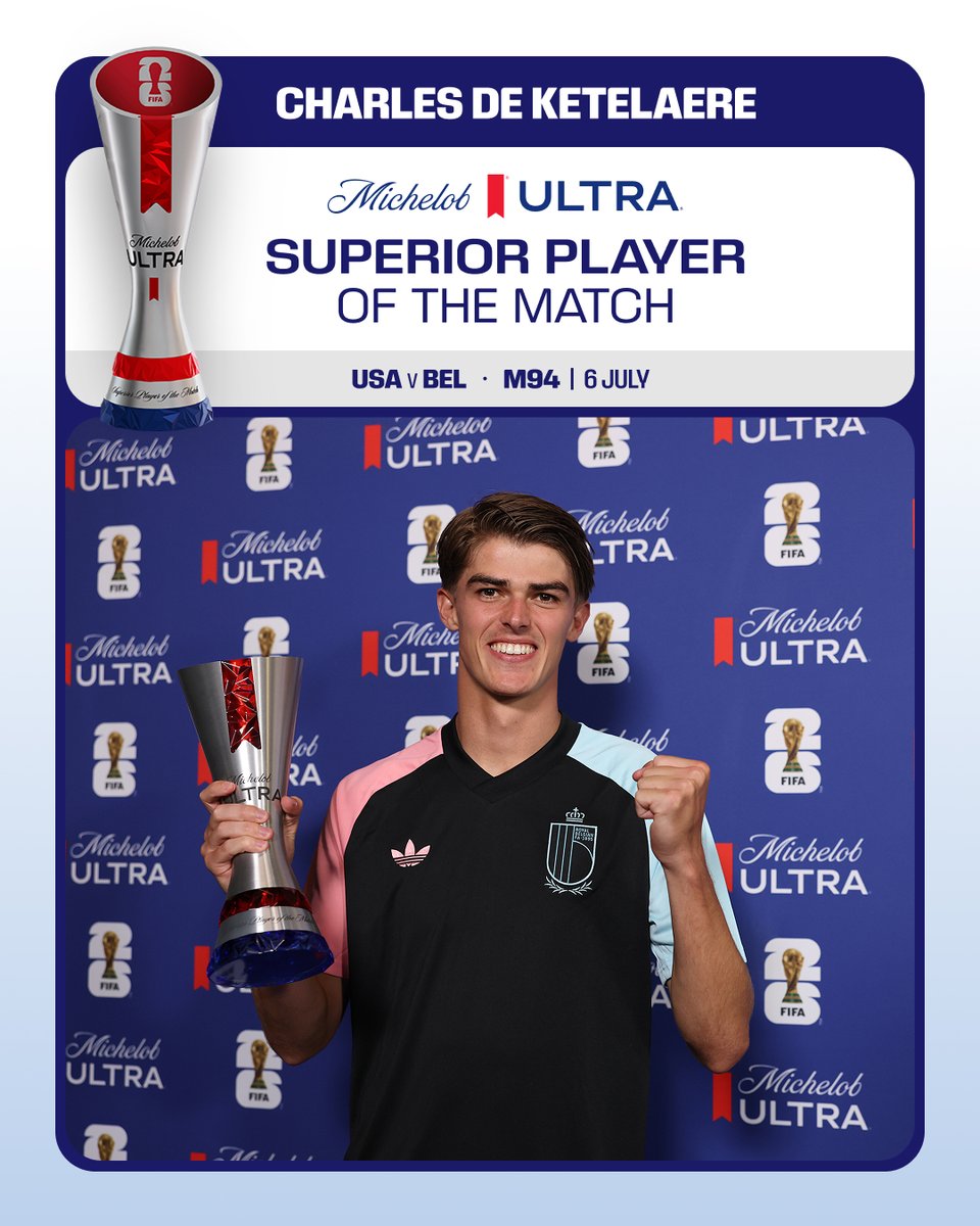 FIFAWorldCup's tweet photo. You voted Charles De Ketelaere @MichelobUltra Superior Player of the Match! 👏

 #FIFAWorldCup #SuperiorPOTM https://t.co/UppGT9Eh9i