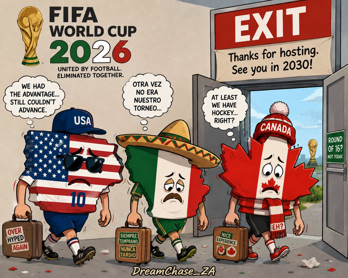 DREAMCHASE_ZA's tweet photo. The Hosts Are Gone! All Three 2026 FIFA World Cup Co-Hosts Crash Out https://t.co/Wpref53vuR