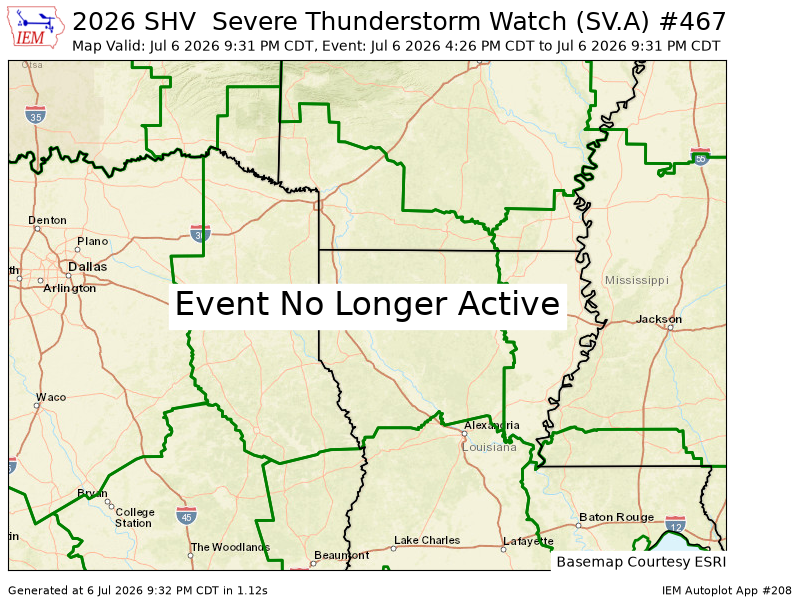 SHVWXBOT's tweet photo. SHV cancels Severe Thunderstorm Watch for Union [AR] and Bienville, Caldwell, Claiborne, De Soto, Grant, Jackson, La Salle, Lincoln, Natchitoches, Ouachita, Red River, Sabine, Union, Winn [LA] and Nacogdoches, Sabine, San Augustine, Shelby [TX] https://t.co/suuOnrjH6T https://t.co/sQWXJQL2X5