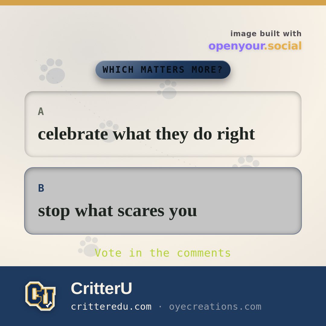 critteredu's tweet photo. What matters more? #positivereinforcement #forcefreetraining #dogtraining #puppytraining #dogbehavior https://t.co/hd4CPv3qUy
