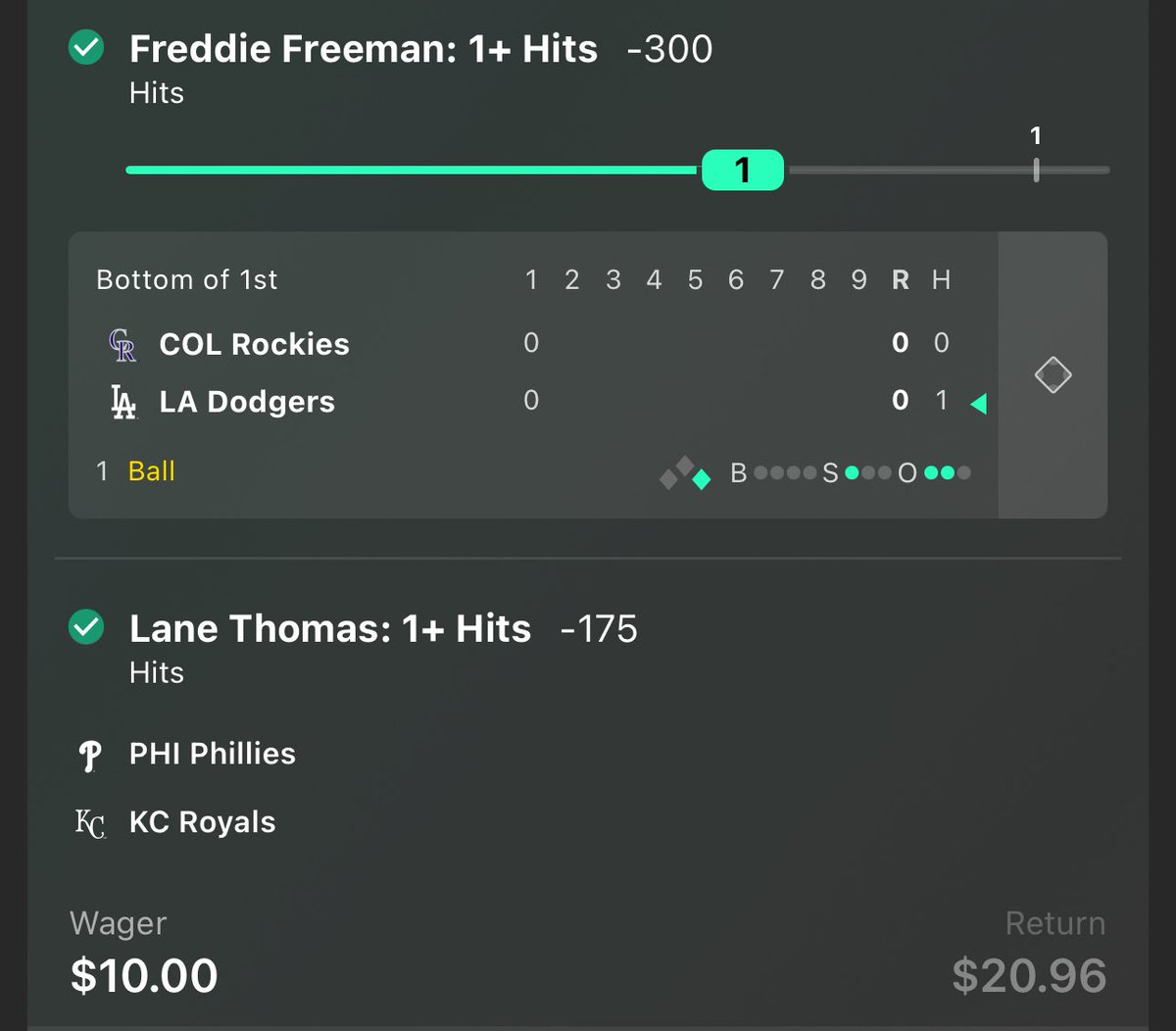 KeeSkeeCaps's tweet photo. DAY 1 OF THE $10 TO $10K CHALLENGE: OFFICIALLY CASHED. 🔱📊

Pure blueprint execution. No sweat, just calculated data delivering market margin.

Day 2 drops tomorrow morning. Lock in, turn your notifications ON, and let's ride the wave. 🌊⚡️

#10to10k #BettingTwitter #MLBProps https://t.co/rNy2mwLJJA