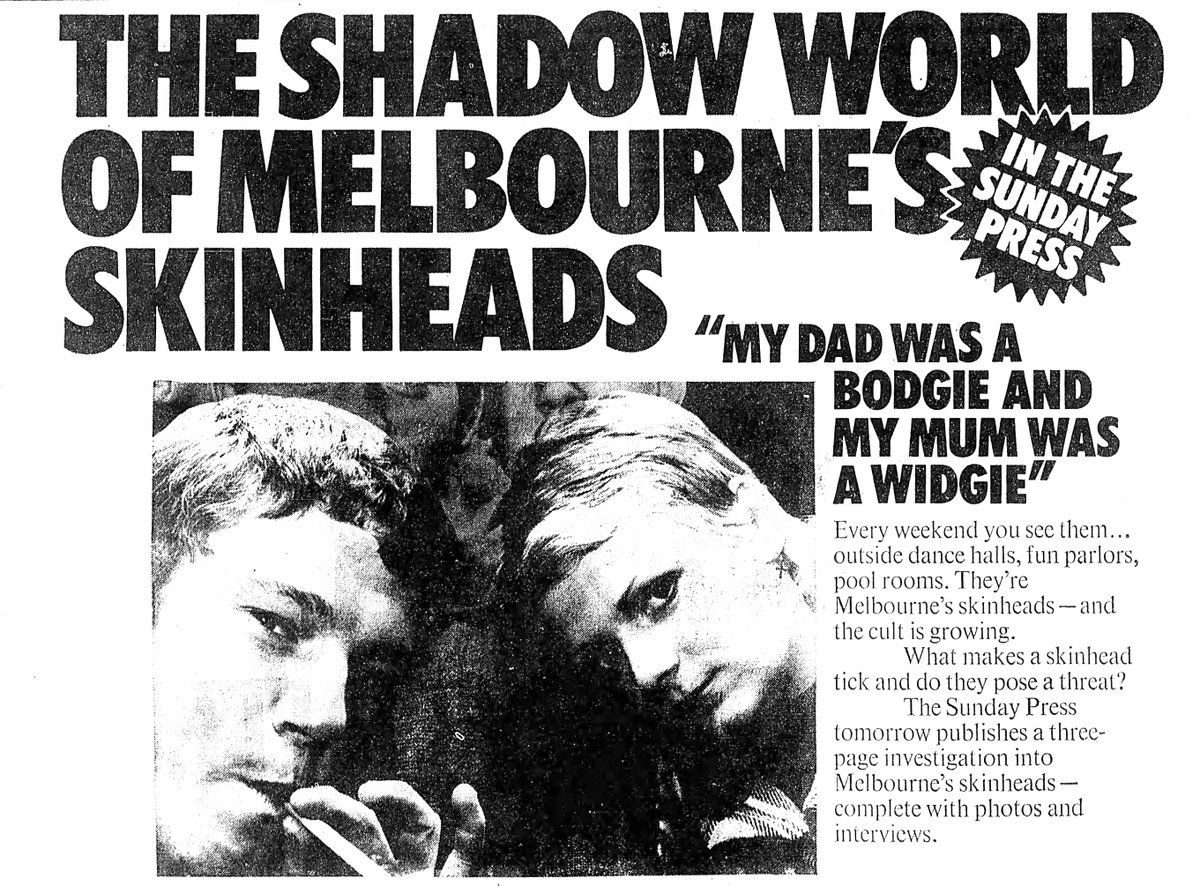 Modern_Peanut's tweet photo. The Shadow World of Melbourne's Skinheads 

The Age July 13 1974 https://t.co/mBOIQYJ9n2