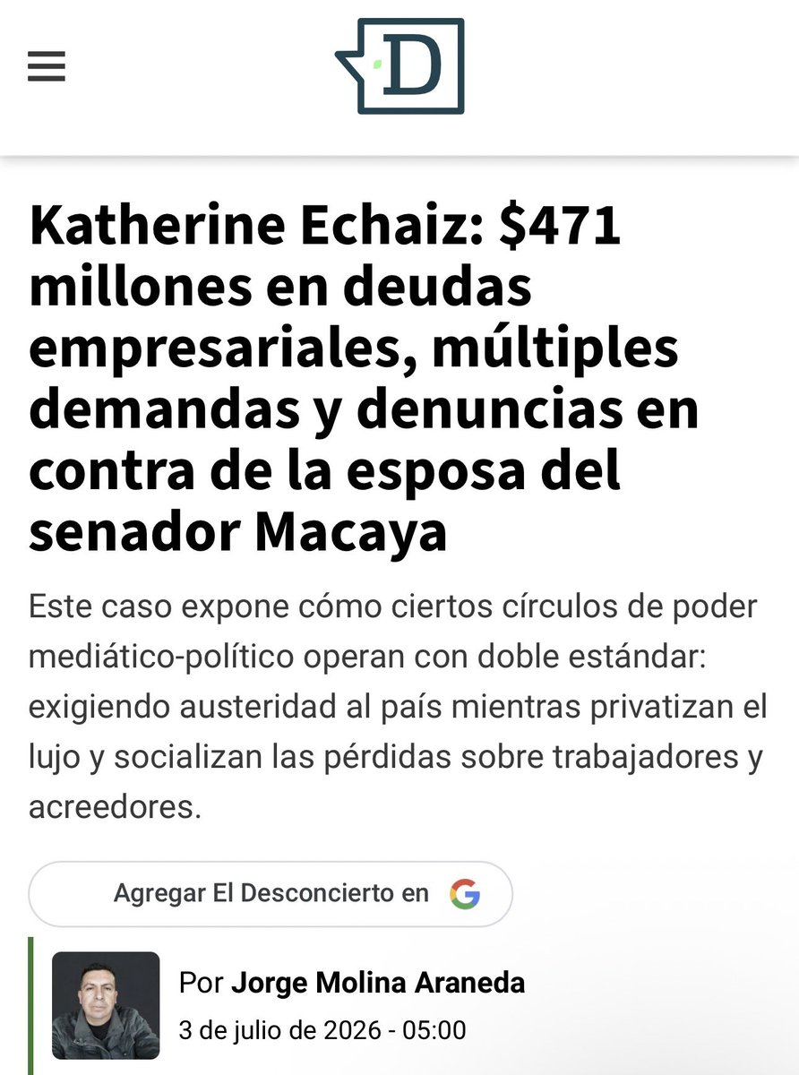 sinllorarperon's tweet photo. @CNNChile La señora de este defensor de degenerados debe cientos de millones en cotizaciones y deudas comerciales. También es culpa de los trabajadores? Llámate al silencio, miserable @javiermacaya https://t.co/7JC98NmKJ4