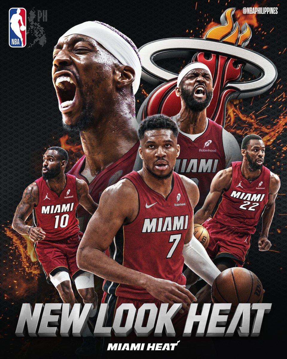 NBA_Philippines's tweet photo. The Heat got busy with these additions:

🔥 Giannis Antetokounmpo
🔥 Bobby Portis
🔥 Tim Hardaway Jr. https://t.co/u9KXC4geBB