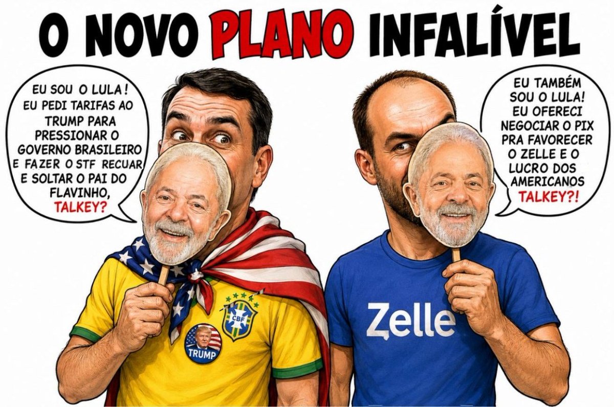 obomvelhinho13's tweet photo. A dupla Pink e Cérebro aposta tudo em tirar o povo brasileiro pra otário! 

A nova estratégia dos entreguistas é acusar LULA de... entreguismo! 🤣

BOLSOTRASTES, o povo não é bobo! Respeitem a inteligência dos brasileiros!
Vcs odeiam o Brasil!

Fora TARIFLÁVIO
Fora DUDUZELLE https://t.co/bW7c6Myye6