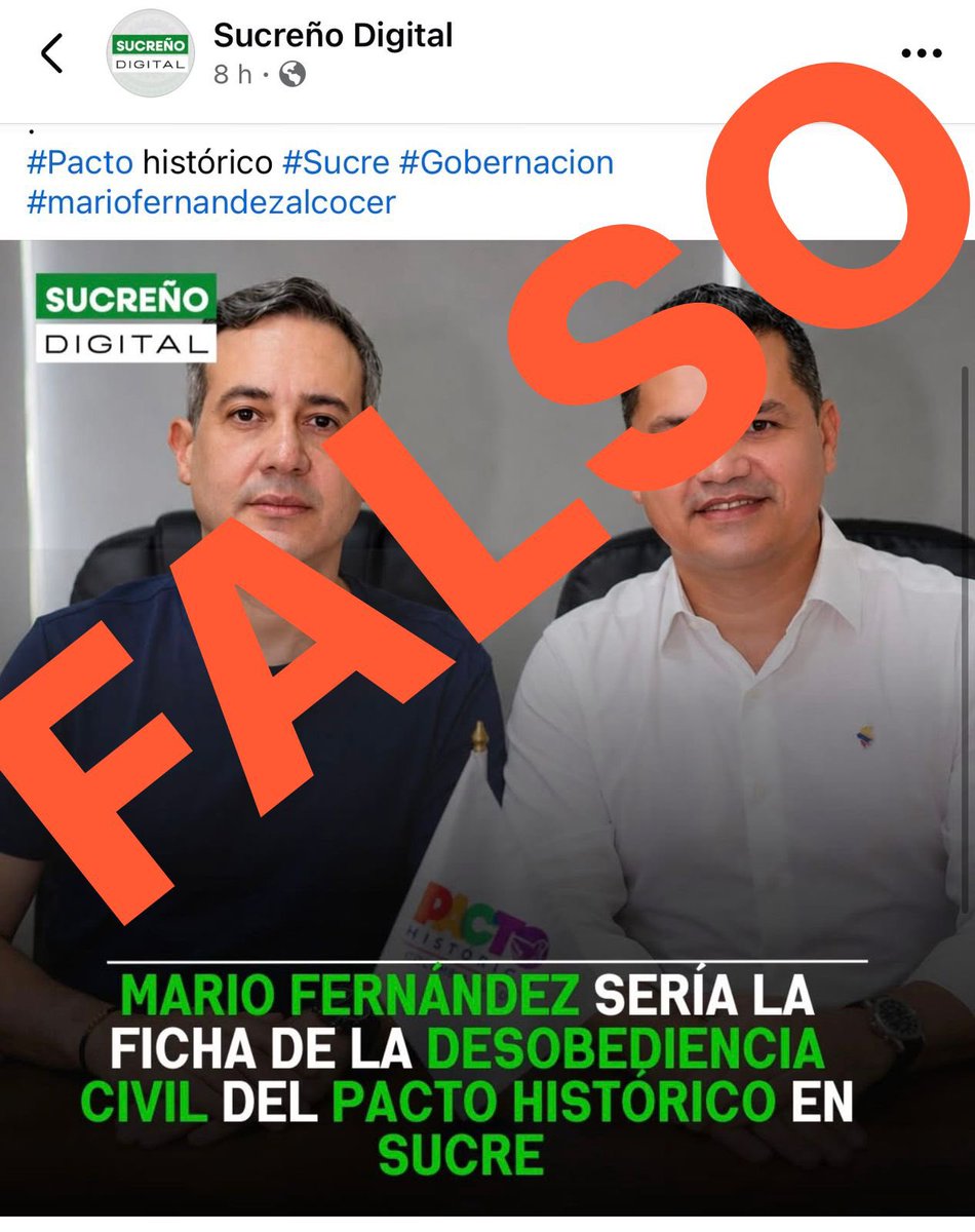 MarioFerAlco's tweet photo. ¡FALSO!

NO PROMUEVO LA DESOBEDIENCIA CIVIL.

Soy respetuoso de la democracia, de las instituciones y de los resultados electorales.

Colombia eligió un nuevo Presidente y la voluntad de los ciudadanos, expresada en las urnas, debe ser un mandato para todos. https://t.co/MO9iPY2myB