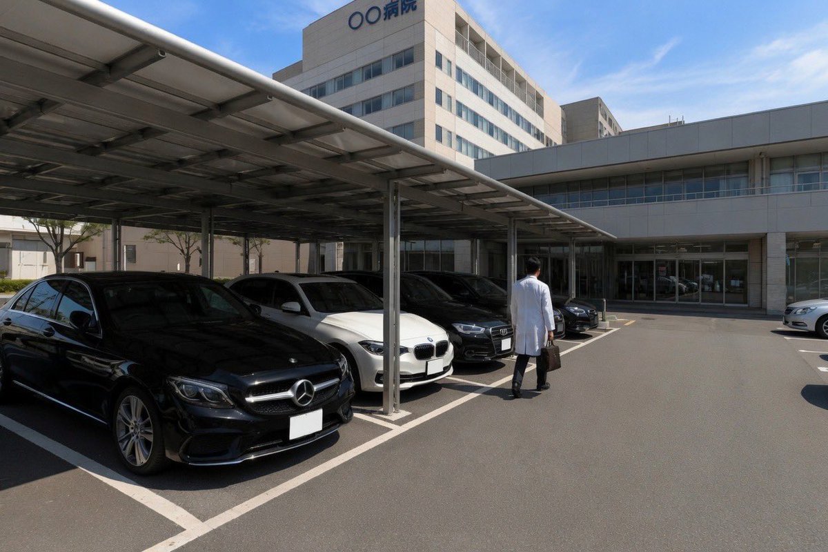 papanurse_3dog's tweet photo. ←高級車+カーポート付き+激近
　年収1000万超え　医師

→普及車+野ざらし+徒歩5-10分
　年収400-500万　その他医療従事者 https://t.co/looHc5oa40