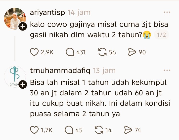Diabloiszmofe's tweet photo. buat kalian yang gajinya cuma 3 jutaan, punya niat nikah ga dalam waktu dekat ini? https://t.co/H0JpD3yEid