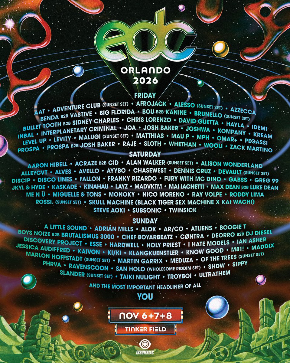 EDC_Orlando's tweet photo. Three days of sunshine, music, and love 🥰 Single-Day Passes are On Sale THIS FRIDAY at 12PM ET! → https://t.co/2ha8jpvBcA

Tinker Field awaits!🌞💫 Which days will we find you at #EDCOrlando?! ⚡️ https://t.co/flkfJohewi