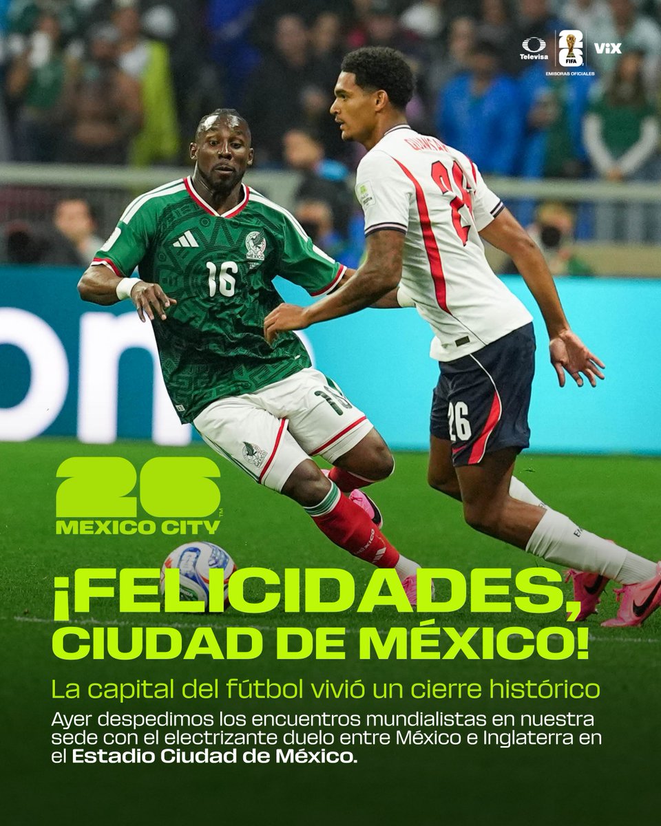 MexicoCity26's tweet photo. ¡35 MILLONES DE GRACIAS! 🇲🇽🔥 El Estadio Ciudad de México despidió los encuentros de la Copa Mundial de la FIFA 26™ con un partido histórico y un récord absoluto de audiencia. Gracias por demostrar que la mejor afición de la historia está en México. ⚽️👉

#Somos26 #SomosMexicoCity