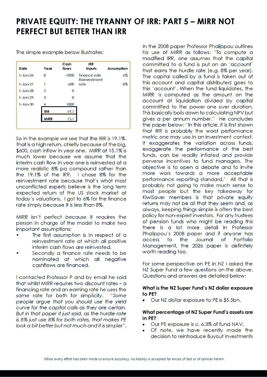 brentsheather's tweet photo. Below is my latest research: "PRIVATE EQUITY: THE TYRANNY OF IRR: PART 5 – MIRR NOT PERFECT BUT BETTER  THAN IRR", which also appeared in the NBR. https://t.co/UyiuB3LfjR