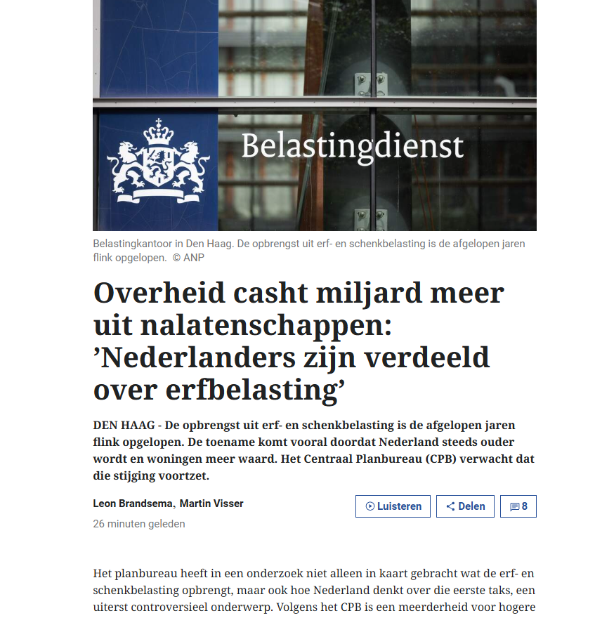 VanUffort's tweet photo. Erfbelasting is pure diefstal. Maar het CPB probeert ons nu wijs te maken dat een groot deel van de Nederlanders het wel prima vindt en zelfs meer erfbelasting wil betalen...
Het is allemaal zo doorzichtig elke keer die eentweetjes tussen kabinet en haar lakeien. https://t.co/TtbLNTed2Y