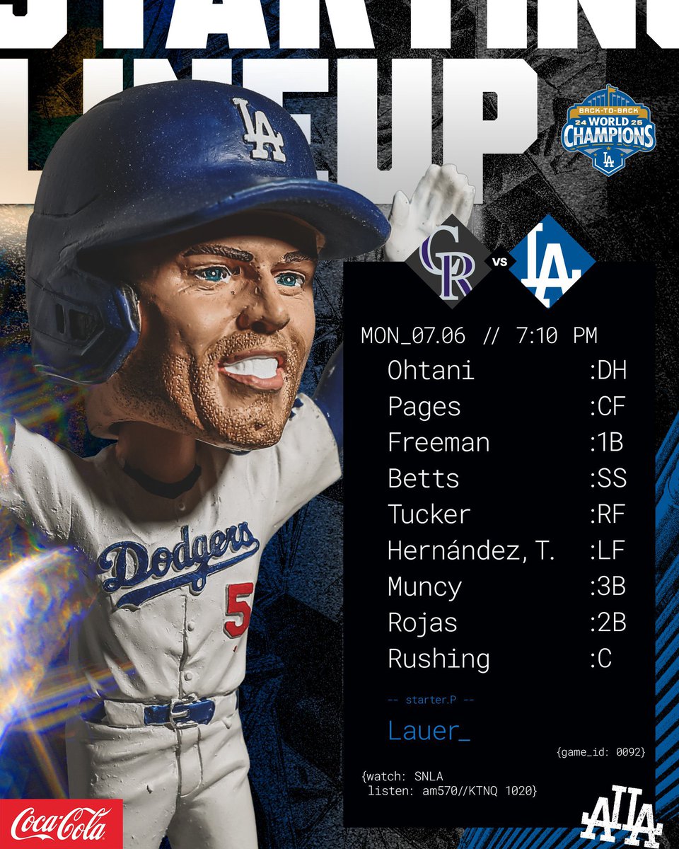 ドジャース @Dodgers #Dodgers #大谷翔平 選手は「1番・DH」🔥