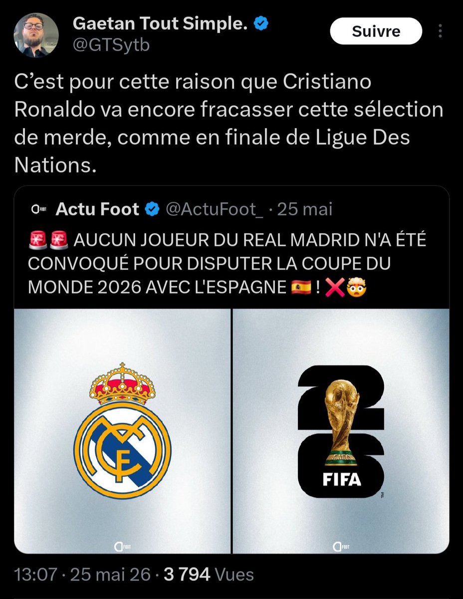 PedrolitoEn's tweet photo. @GTSytb La "sélection de merde" qui envoie ta chiasse de joueur à la retraite ptdrrrr oh le mawashi-geri au fond du rectum, c'est tellement jouissif.
C'est pas grave après tout, c'est juste une compétition de 6, 7 matchs à gagner, pourquoi pleurer en la perdant à nouveau ?? https://t.co/TZRcdKYuJ9