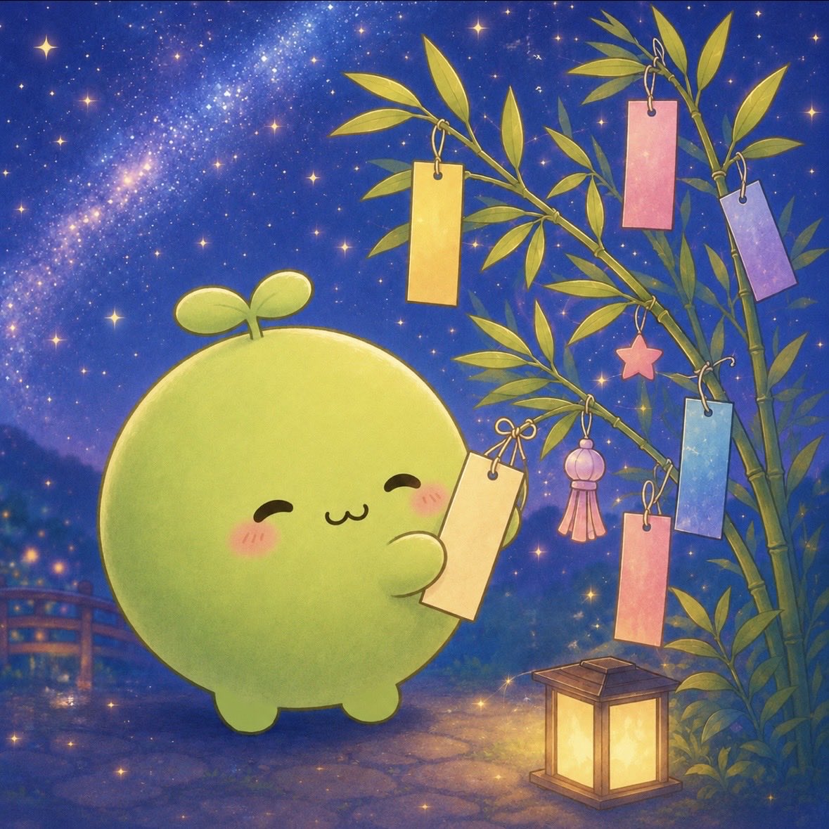 marimo_pukapuka's tweet photo. 短冊、そっと結んできたよ🌱
みんなの願いも、届きますように🌟

#七夕 #ゆるキャラ #マリモ https://t.co/q35zRn7zPt