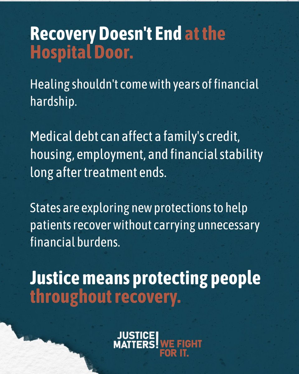 Justice4AllNM's tweet photo. Recovery shouldn't lead to financial hardship.

States are exploring ways to reduce the burden of medical debt so patients can focus on healing—not years of financial uncertainty.

Justice Matters. We Fight For It.

https://t.co/PxBTf42jQv

#JusticeMatters #MedicalDebt https://t.co/qN94KsUp0X