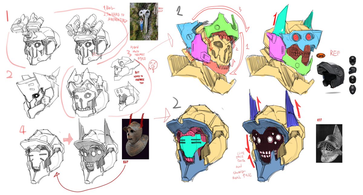 Benditnow's tweet photo. I'm currently deciding between option 1 and option 2.

If I end up turning it into a 3D animation, I'd probably go with option 1.

If it's going to stay as a 2D illustration, then option 2 would probably be the better choice. https://t.co/lvQ3dVW7Ov