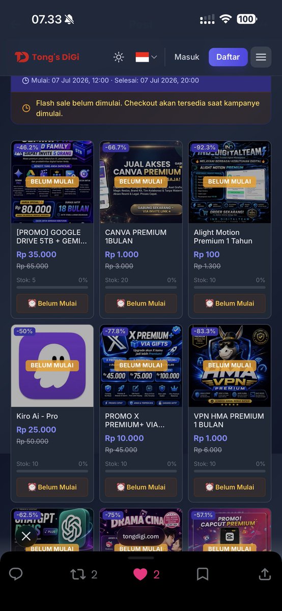 Stardustpscm's tweet photo. TOP UP DANA 50k CUMA 35K? 
CLAUDE AI 200K?
CANVA SERIBUAN AJA?

Kata gweh sih ikutan 7.7 flash sale di https://t.co/0TYbNlJQNq 

#zonauangㅤ https://t.co/f2m7czeK6Z