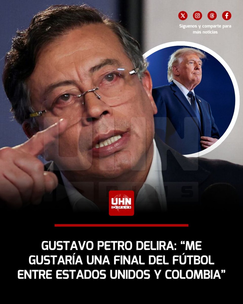 UHN_Plus's tweet photo. 🇨🇴🇺🇸‼️ | Gustavo Petro acusa “trampas” en el Mundial 2026. El socialista atacó la legitimidad del torneo organizado por la FIFA y la nación norteamericana, afirmando: “Me gustaría una final del fútbol entre Estados Unidos y Colombia. Y sin trampas”. https://t.co/3EjEluAPBN