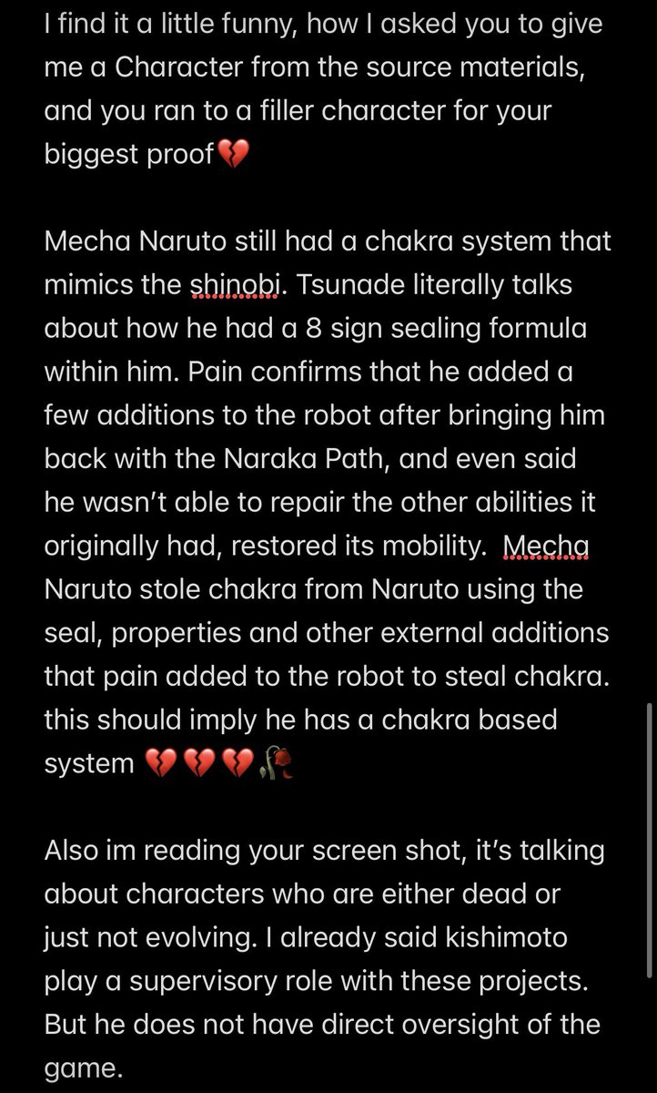 Mike1747225's tweet photo. @GelGemJam @ArcherEmiy46442 @F_Dreemurr @Ohirume02 @ProXxx690 Video games aren’t canon material, it just objectively isn’t. And even if you wanna say it is, the mecha Naruto example doesn’t help your case really https://t.co/vQJbDdL95e