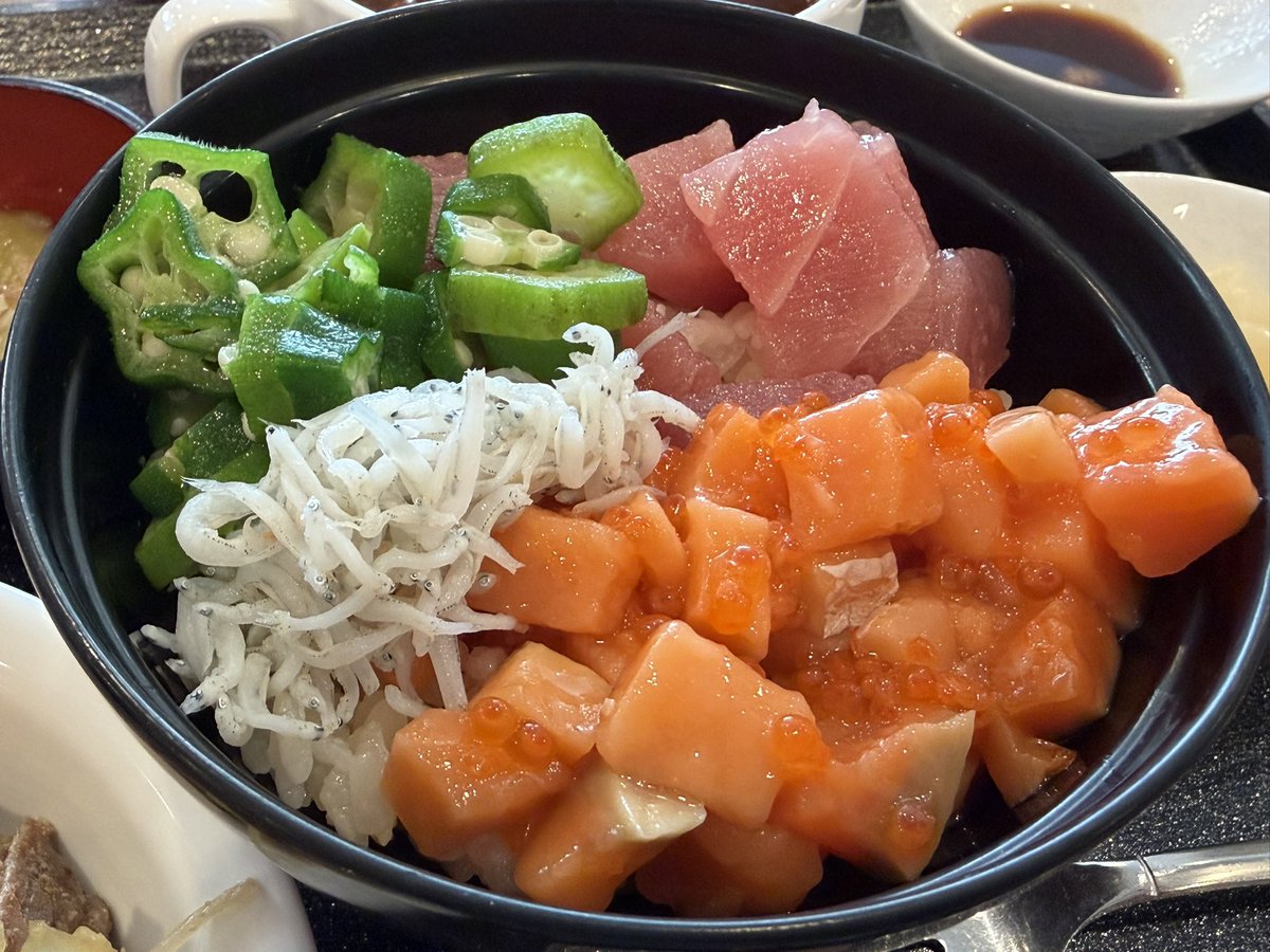 immigra16's tweet photo. 改めておはようございます〜
ドーミーイン旭川の朝ごはん！海鮮丼！ビーフシチュー！豚ジンギスカン！もちろんおかわりしました〜 https://t.co/neXxcTdNSA
