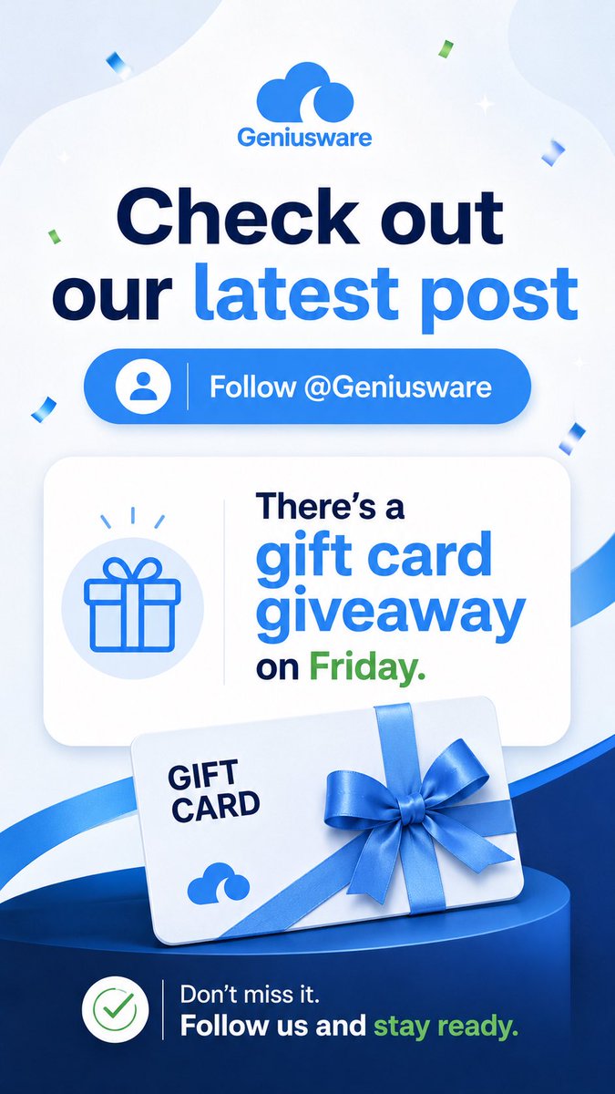 geniusware_ca's tweet photo. Weekly gift card giveaways start this Friday 🎁💸

We like giving back in a fun way 😁
Follow Geniusware and stay ready every Friday.

Code appears for a moment only. First come, first serve ⚡

https://t.co/zXPYvBQ945

#Geniusware #Giveaway https://t.co/HynUdDself