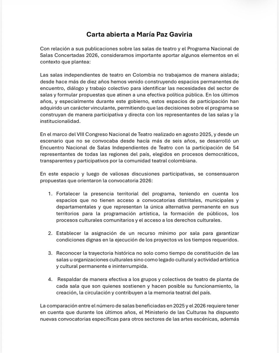 espaciotcali's tweet photo. @MariaPazGaviria @PatriciaArizaF Enviamos carta abierta que nos permite informarte mejor cómo ha sido el proceso. https://t.co/nedgLvwSxT