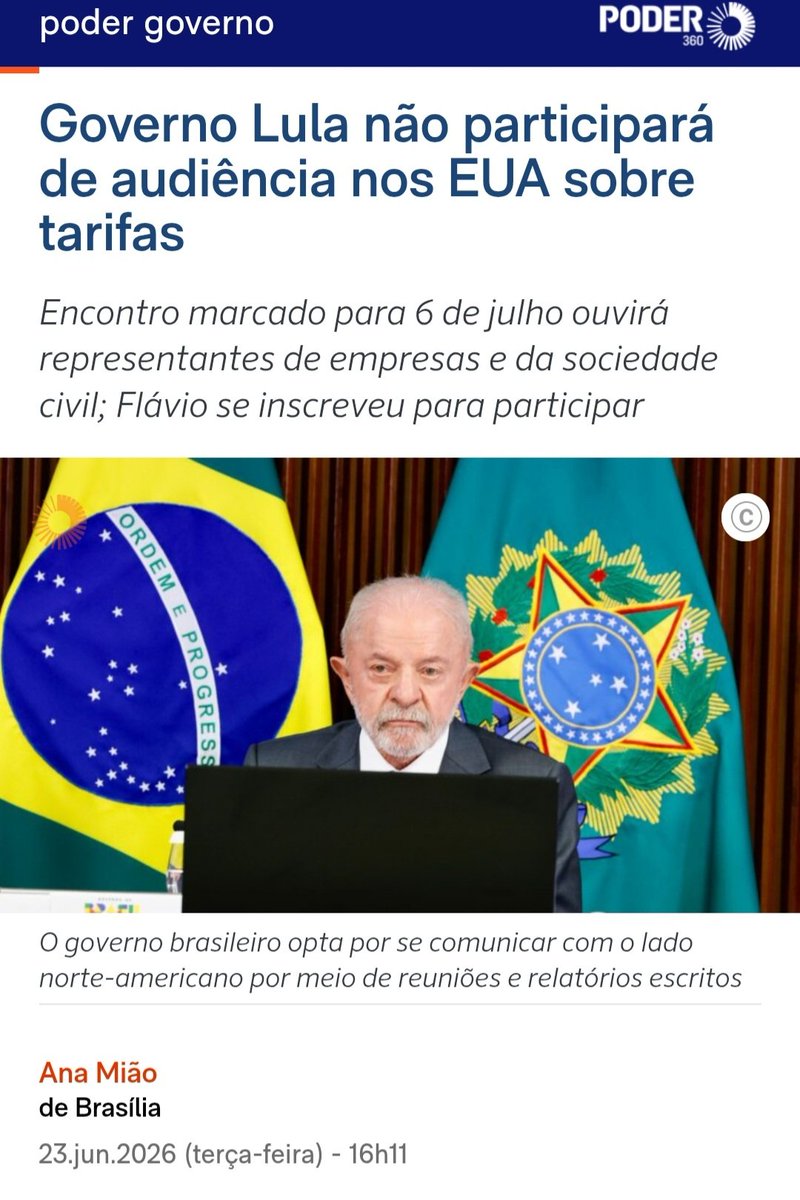 Sericsal10's tweet photo. As tarifas dos EUA não surgiram porque Eduardo ou Flávio Bolsonaro "pediram". Elas decorrem da investigação da Seção 301, iniciada em 15 de julho de 2025, sobre censura, insegurança jurídica, desmatamento, violação de direitos humanos e outras práticas do governo Lula consideradas prejudiciais aos interesses americanos. 

O objetivo é forçar mudanças, e o Brasil pode negociar para evitá-las. Se isso não ocorre, é porque o governo parece preferir explorar eleitoralmente a narrativa de "soberania ameaçada" a buscar uma solução para o problema.

Como PTista é burro ou mau-carater, só para esclarecer qdo em jul de 2025 os EUA aplicaram 50% de tarifas foi uma "decisão pessoal e estratégica do Trump" e não pq Eduardo e PF pediram. Eduardo e PF pediram SANÇÕES contra autoridades e não tarifas. Agora as tarifas de 25% são consequência da investigação da Seção 301 e Flávio está pedindo para que não sejam aplicadas. 

Só para constar e lançar por terra essa vitimização PTista, a Seção 301 já foi usada contra China, União Européia, Japão e outros países.