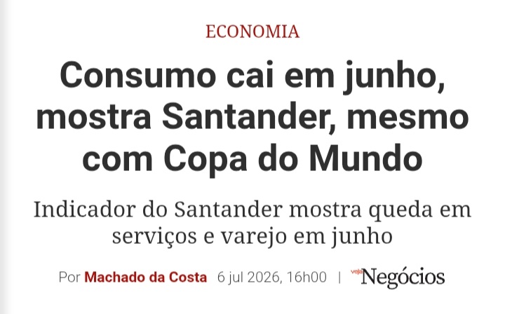 g_garc2's tweet photo. E a imprensa dizendo que o varejo esperava consumo alto por causa da Copa, e não aconteceu.
O poder de compra do povo evaporou. https://t.co/kBDDZiZ06l