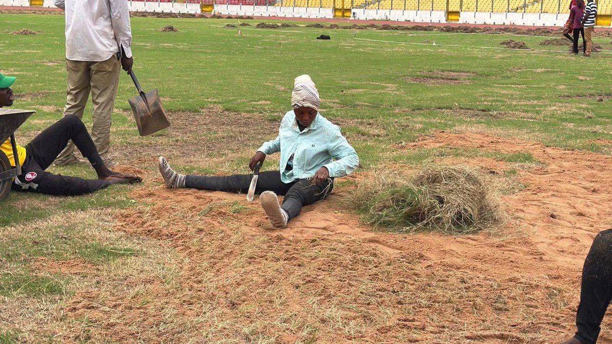 Joy997FM's tweet photo. The National Sports Authority has begun work on the pitch at the Baba Yara Stadium.

#JoySports https://t.co/iORN0o4sHH