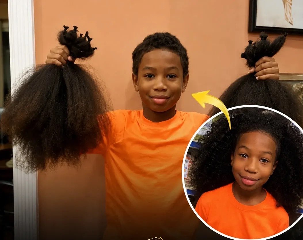 A simple haircut turned into a life changing gift. ❤️ After growing his natural hair for years, the 12 year old donated an incredible 17 inches to help create wigs for children
