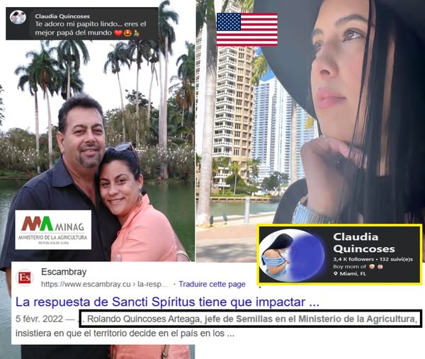 joankelincuba's tweet photo. «La hija de un alto funcionario del MINAG en Cuba vive en Miami. Claudia Quincoses es hija de Rolando Quincoses, el encargado de abastecer a toda Cuba de semillas para producir alimentos.
Al menos ya sabemos por qué no hay comida en Cuba.
No hay nada que defender» https://t.co/6FIYJkOGnL