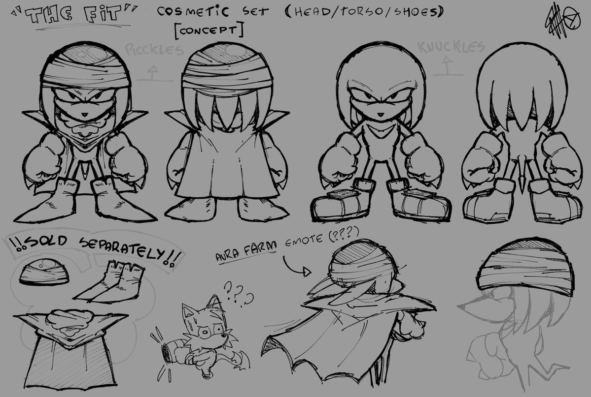 __Exptic's tweet photo. I guess I can open up on this too,

Bonely &amp; I were planning to create a Piccolo Knuckles cosmetic set for a later patch during v0.2

It was obviously gonna be a bit different cuz of copyright, but the design was gonna be inspired entirely by @VeryCansado's cosmetic sketch! https://t.co/opR5ShG6i4