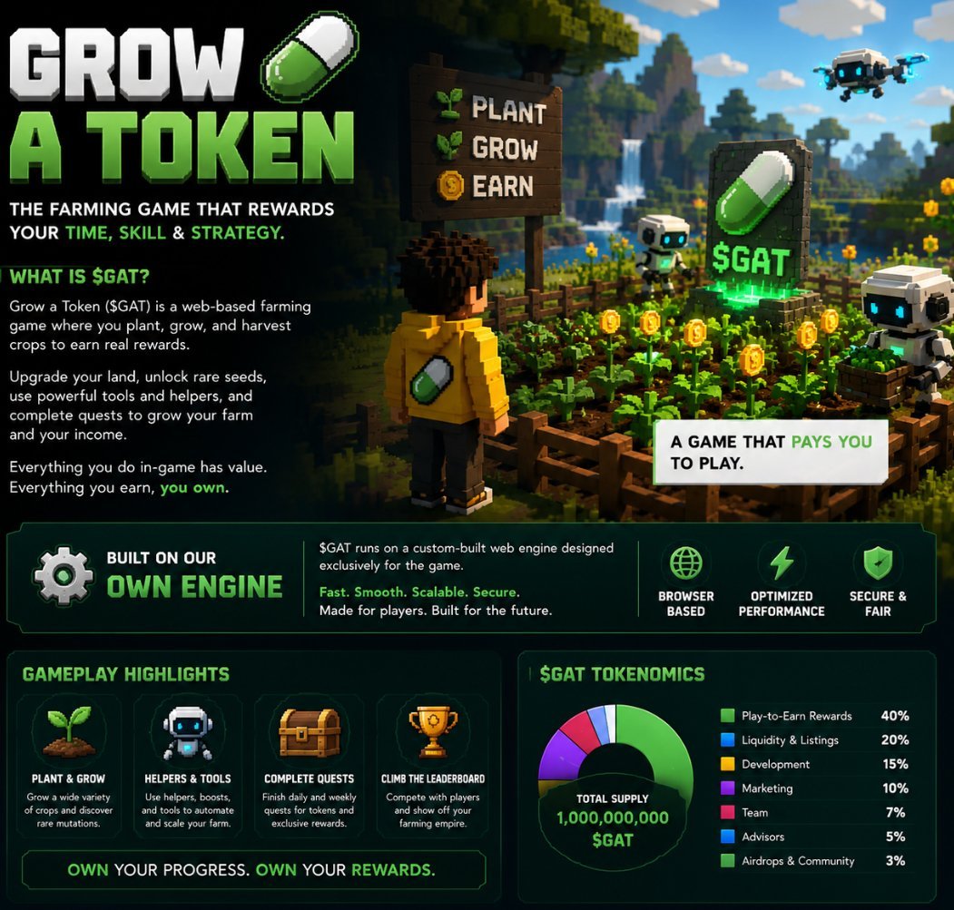 GrowATokenSOL's tweet photo. Want the full picture?

Read more about Grow a Token, the game economy, and $GAT tokenomics in our docs:

https://t.co/KuWA4Q6ayc 🌱 https://t.co/e8EEei6x41