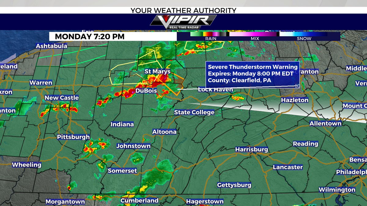 Mark_Mancuso_'s tweet photo. Severe thunderstorm warning for parts of Elk, Cameron and Clearfield counties.  60 mph wind gusts, moving southeast at 20 mph https://t.co/5DpzoMWm0c
